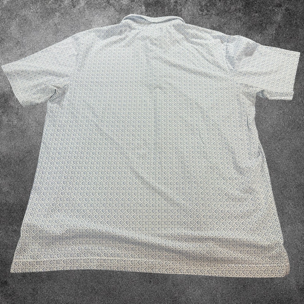 Peter Millar Polo Shirt Men's Large Blue White Geometric Print Pima Cotton Golf - Picture 5 of 6